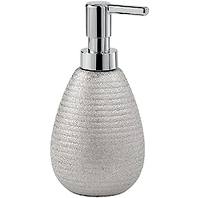Image of Gedy G Astrid Silver Bathroom, Dimensions 16.6X8.3X8.3 CM Weight 0.23 kg, Ceramic soap Dispenser, Year of Warranty 2, R&amp;D Design, One Size