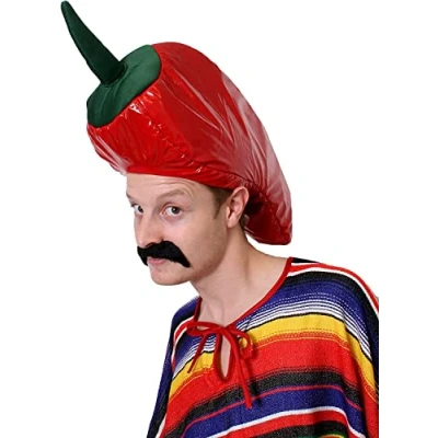 Image of Mexican Fancy Dress Chilli Pepper Hat Novelty Food Headwear Spicy Costume