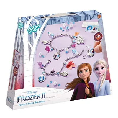 Image of Frozen II 680654 Bettelarmbänder Disney Charm Set Make Chain Bracelets with Silver Leaf Beautiful Beads and Stickers by Anna Elsa Gift for Girls, Multicoloured
