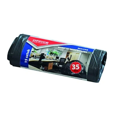 Image of Office Products 22021218 05 Bin Liners 35 L Pack of 15 Strong Tear Resistant LDPE Bags Rubbish for Home Waste the Colour: Black Film Thickness: 18 μm