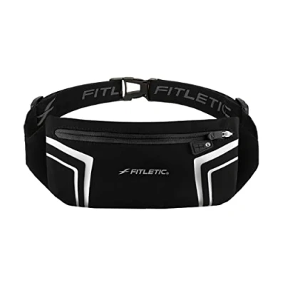 Image of Fitletic Blitz Phone Holder Bum Bag Lightweight and Sleek Running Belt with Dual Adjustable Strap Unisex Waist for Men Women Ideal Sport Travel Outdoor Activities, Black