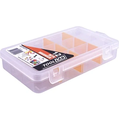Image of 6.5&quot; Beta Organiser 12 Compartment. Ideal for DIY tools and small parts. With removable separators transparent lid.