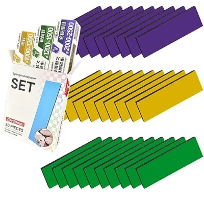 Image of Stedi Sanding Sponge for Model Gundam Building, Hobby Tools Hand Block Waterproof Wet Dry Reuse 1000 to 2500 Grit Sandpaper, 30 Sheets