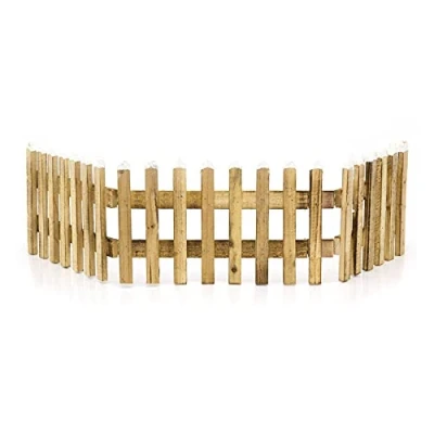 Image of Christmas Miniature Wooden Fence Decoration Snow Topped Mini Picket Tree Xmas