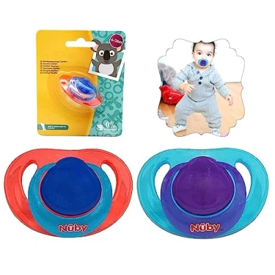Image of 2Pcs Classic Orthodontic Baby Dummies Set BPA Free Silicone Comfortable Pacifiers with Soft Nubs, Breast Like Soothers for Newborn Babies 6 to 36 Months
