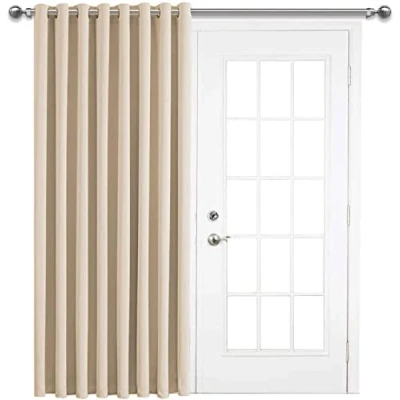 Image of AMEHA Blackout Eyelet Curtains for Bedroom Single Panel Door Curtain Living Room Thermal Insulated Cream with Tie Back, 66x84 Inch Drop