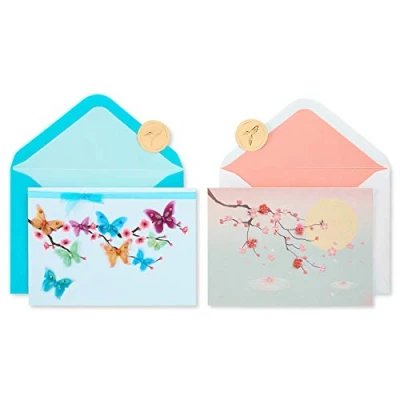 Image of Papyrus Blank Cards with Envelopes, Cherry Blossoms (2 Count)