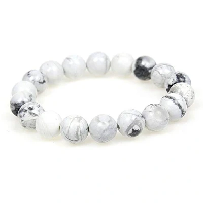 Image of MJDCB 10mm Natural White Howlite Beads Bracelet Healing Crystals Bracelets
