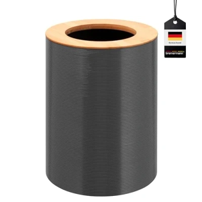 Image of bremermann Segno Cosmetic Bin Made of Bamboo and Plastic/Rubbish / 5.5 Litres (Gray)