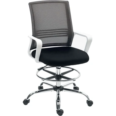 Image of HOMCOM Drafting Chair, Swivel Draughtsman Ergonomic Office Mesh Standing Desk Chair with Lumbar Support, Adjustable Foot Ring, Height, Black