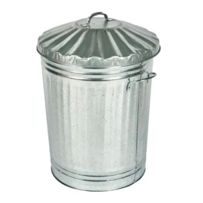Image of Trendi 15L GALVANISED METAL DUSTBIN WITH LID/GARDEN BIN/INDOOR DUSTBIN/RUBBISH DUSTBIN/KITCHEN BIN/SMALL WASTE BIN/STEEL