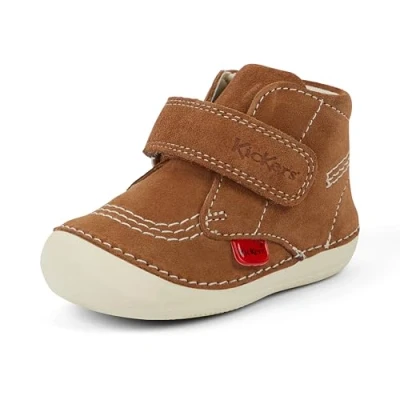 Image of Kickers Unisex Baby Softer Hi Boots Soft Sole Easy Fasten Comfortable Cushioned, Tan, 0 UK Child