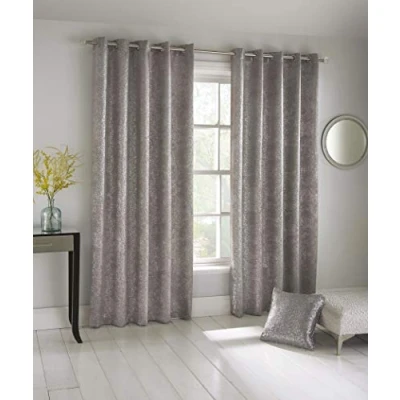 Image of Enhanced Living Halo Grey Metallic Thermal Blockout Eyelet Curtains 46 x 90 inch (117 229cm) Energy Saving for Room/Bedroom