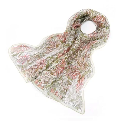 Image of Signare Women&#039;s 100% Silk Lightweight and soft Scarf/Headwear with William Morris Design (Honeysuckle)