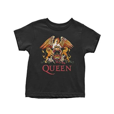 Image of Queen Toddler T Shirt Classic Crest Logo Official Black 12 Months to 5 Years 24