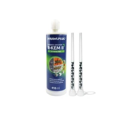Image of Rawlplug Polyester Resin, for Concrete Strong Chemical Anchor with 2 Mixer Nozzles Standard Cartridge Gun Bonded Styrene Free Multiple Use, 410ml