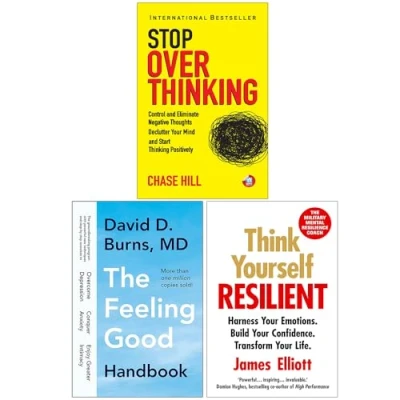 Image of How to Stop Overthinking, The Feeling Good Handbook &amp; Think Yourself Resilient 3 Books Collection Set