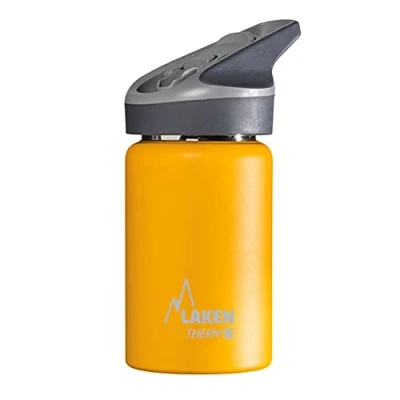 Image of Laken Jannu Kids Insulated Stainless Steel Water Bottle with Straw Cap and Handle 12oz Yellow