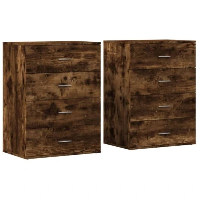 Image of vidaXL Sideboards 2 pcs Smoked Oak 60x39x80 cm Engineered Wood