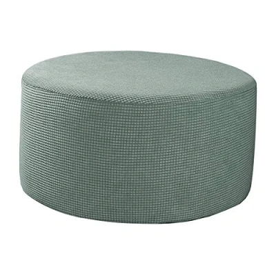 Image of perfk Round Pouffe Cover Footstool Storage Covers Stool Pouf Stretch Covers, Machine Washable (Large, 58 65cm), Green