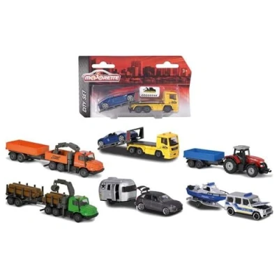 Image of Majorette 212053154 License Trailer, Die Cast Vehicle, Includes Collection Box, Rubber Tyres, Freewheel, 6 Assortments, multicoloured