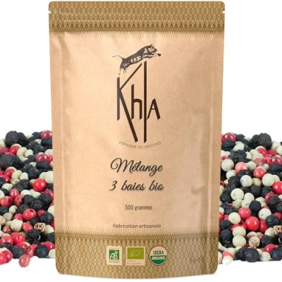 Image of Khla Mixed Peppercorns Mix 500g Black &amp; White Kampot Pepper Pink Berries Organic Certified Premium Quality Limited Production Direct Producer Origin Cambodia Madagascar