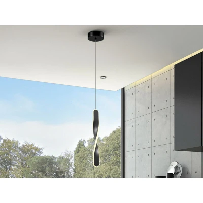 Image of Twist Integrated LED Pendant Ceiling Light Matt Black 3000K