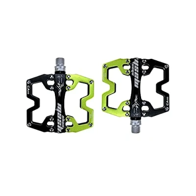 Image of shanmashi CA110 Black Green Mountain MTB Bike Pedals 9/16 Inch Road Bicycle Parallel Pedal Ultra Light Aluminum Alloy Bearing Cycling Flat BMX Adult