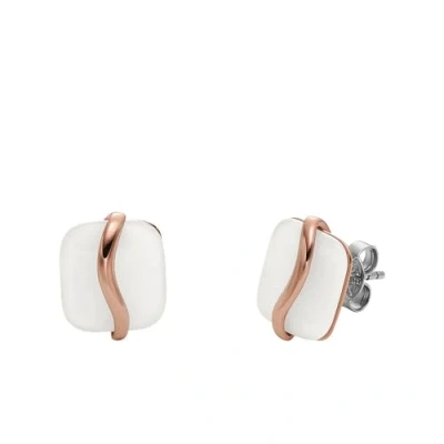 Image of Skagen Women&#039;s Sofie Sea Glass White Organic Shaped Stud Earrings, SKJ1817791