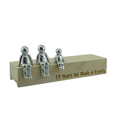 Image of 17th Anniversary Idea 17 Years We Made A Family Metal Ornament Choose Your Combination Box &amp; Woodgrain May Vary(1 Child)