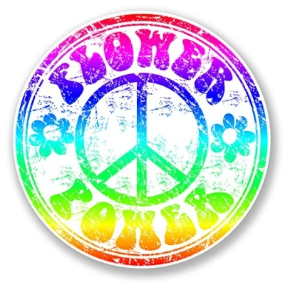 Image of 2 x Peace Symbol Sticker Car Hippy Laptop Decal Camper Flower #6780 (10cm 10cm)