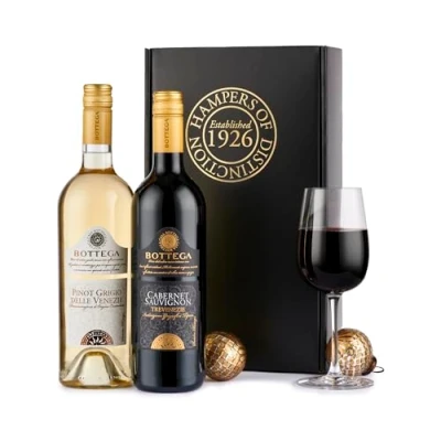 Image of Thornton &amp; France Wine Gift Discovery Duo Red White From Italy In Deluxe Box Two Full Size (75 cl) Bottles Customer Favourites For Him Or Her