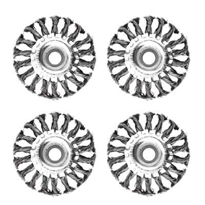 Image of ATOPLEE Wire Wheel Brush, 4pcs 100mm Twist Knotted, Carbon Steel for Angle Grinder, Heavy Duty Use of Various Metals (Diameter: 100mm,4pcs)