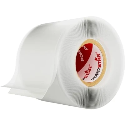 Image of POPPSTAR 1x 3m Self Fusing Silicone Band, Tape, Repair Electrical Tape and Sealing Strip (water tight, air tight), 38mm wide, Transparent
