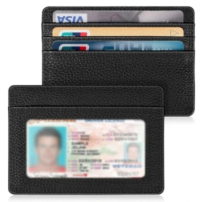Image of FINTIE Slim Minimalist Front Pocket Wallet, RFID Blocking Credit Card Holder Cases with ID Window for Men Women (Black)