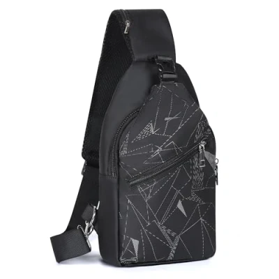 Image of Geestock Crossbody Sling Bag for Men &amp; Women, Shoulder Backpack with Adjustable Strap, Waterproof Lightweight Chest Casual Daypack Hiking, Cycling,Travel (Black)