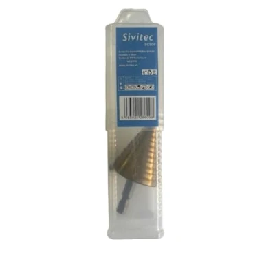 Image of Sivitec 5 35mm Titanium Coated Step Drill Bits HSS Cone Bit High Speed Steel Wood Metal Plastic Hole Cutter Hex Shank