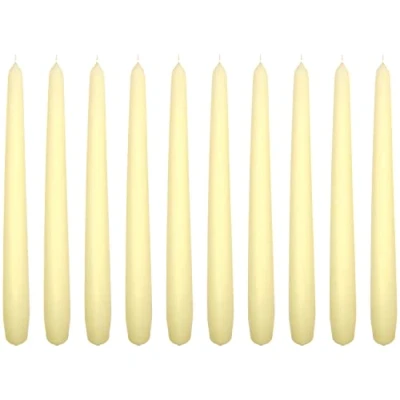 Image of Tapered Dinner Candles, Pack of 10, Unscented, Long Burning Time, 24 cm / 19.45 (Ecru, Matt)