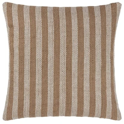 Image of Yard Strata Stripe Textured Woven Feather Filled Cushion Natural Cotton One Size