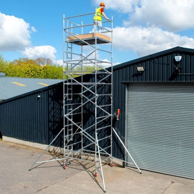 Image of Aluminium Industrial Scaffold Tower Single Width (0.85m) x 1.8m Long 5.2m Working Height