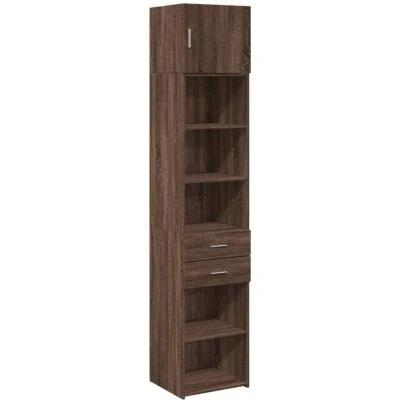 Image of vidaXL Slim Storage Cabinet Brown Oak 45x42.5x225 cm Engineered Wood