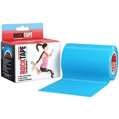 Image of RockTape Mini Big Daddy Roll Pre Cut Kinesiology Tape (10x5cm) Elastic Therapeutic Sports for Shoulder, Ankle, Elbow, Wrist, Shin Splints, Knee Latex Free Blue