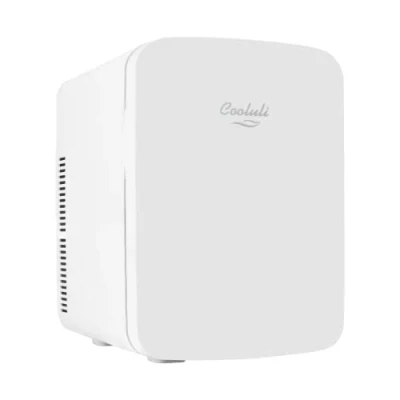 Image of Cooluli 15L Mini Fridge for Bedroom Car, Office Desk&amp;College Dorm Room 12v Portable Cooler&amp;Warmer Food, Drinks, Skincare, Beauty&amp;Makeup AC/DC Small Refrigerator with Glass Front, White, I15L2W
