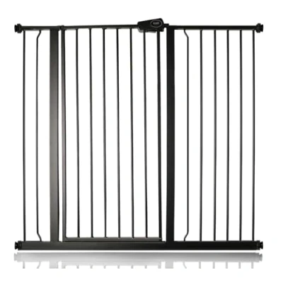 Image of Safetots Extra Tall Metal Safety Gate Pressure Fit, 113.8cm 121.4cm, Matt Black, 104cm in Height, Stair Gate, Baby Easy Installation