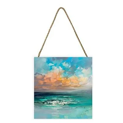 Image of Pyramid International Scott Naismith Artwork (Hebridean Waters Design) 20cm x 3cm Woodblock with Hanging Cord Official Merchandise