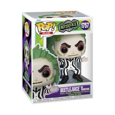 Image of Funko POP! Plus: Beetlejuice With Tombstone Collectable Vinyl Figure Gift Idea Official Merchandise Toys for Kids &amp; Adults Movies Fans Model Collectors