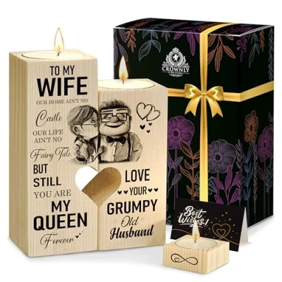 Image of CROWNLY CRYSTAL® Candles Gifts for Women Birthday Her Couples Valentines Wife from Husband Sentimental Personalised Romantic