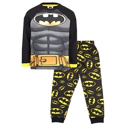 Image of BATMAN Kids Pyjamas Black Long Sleeve Costume Design 100% Cotton Sleepwear Official Merchandise 8/9 Years