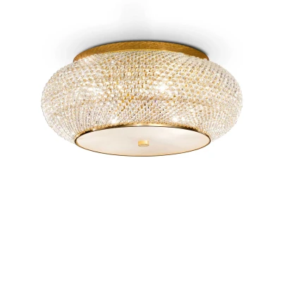 Image of Pasha 10 Light Ceiling Flush Gold with Crystals, E14