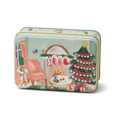 Image of Paddywax Holiday Candles Small 2 Wick Scented Soy Wax Candle in Tin, 5 Ounce, Persimmon + Chestnut